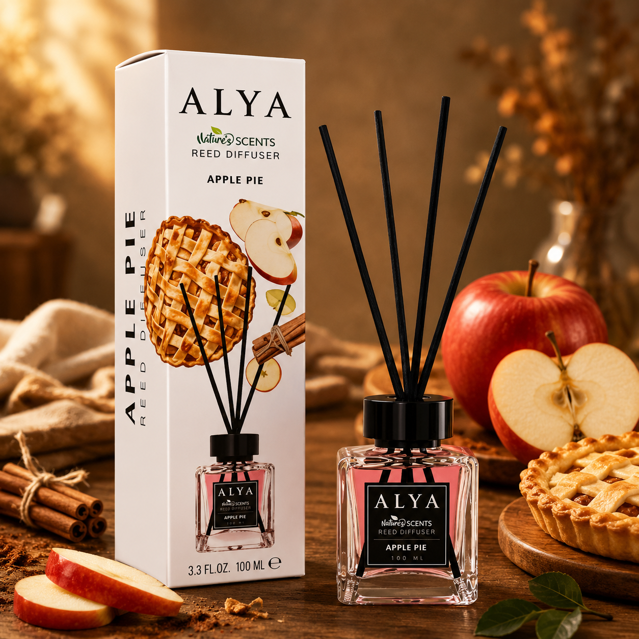 Alya Nature’s Scents pálcás diffúzor – Almás pite, 100 ml