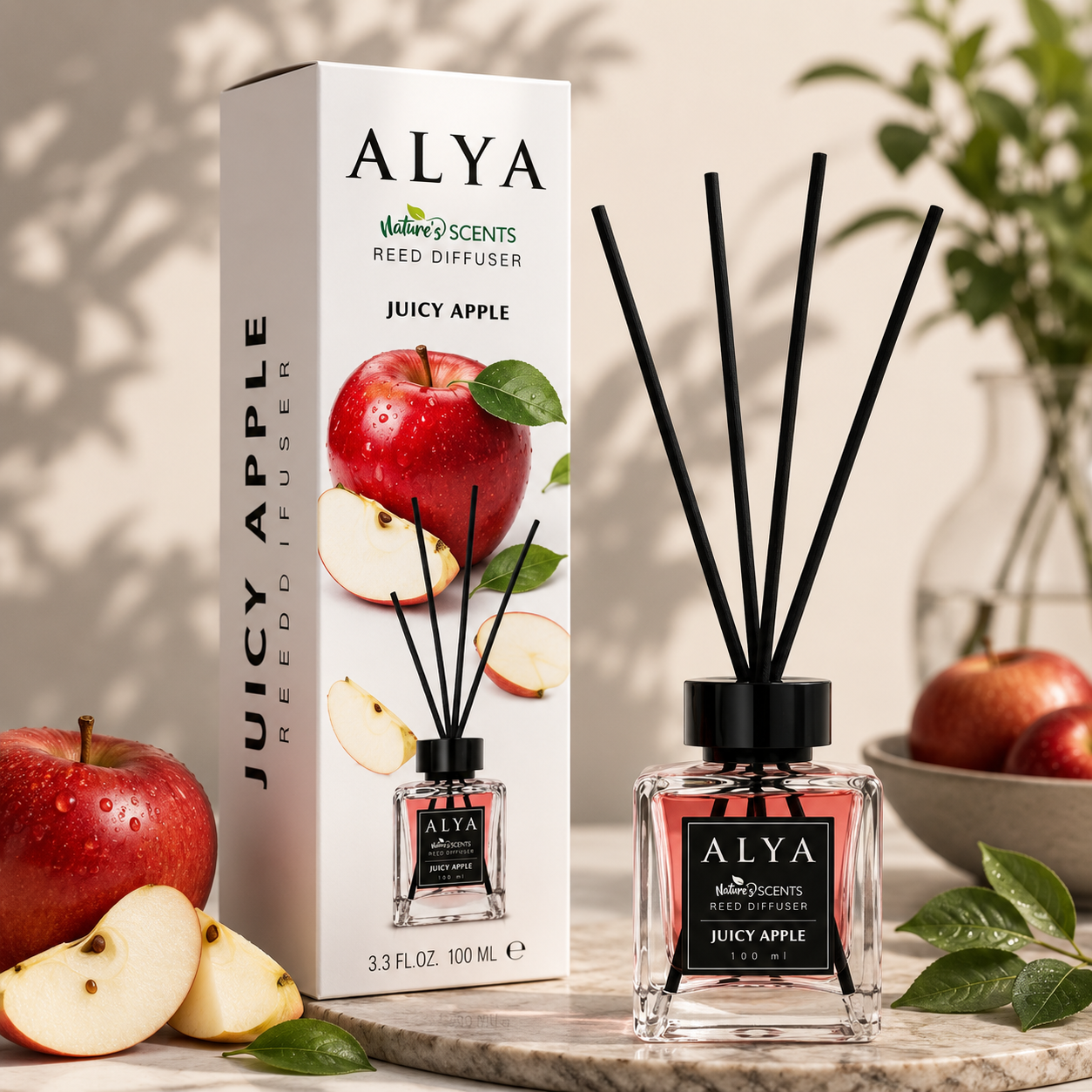 Alya Nature’s Scents pálcás diffúzor – Juicy Apple, 100 ml