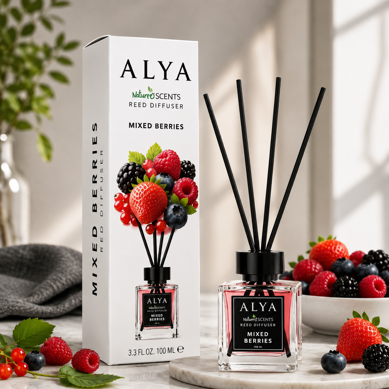 Alya Nature’s Scents pálcás diffúzor – Berry Mix, 100 ml