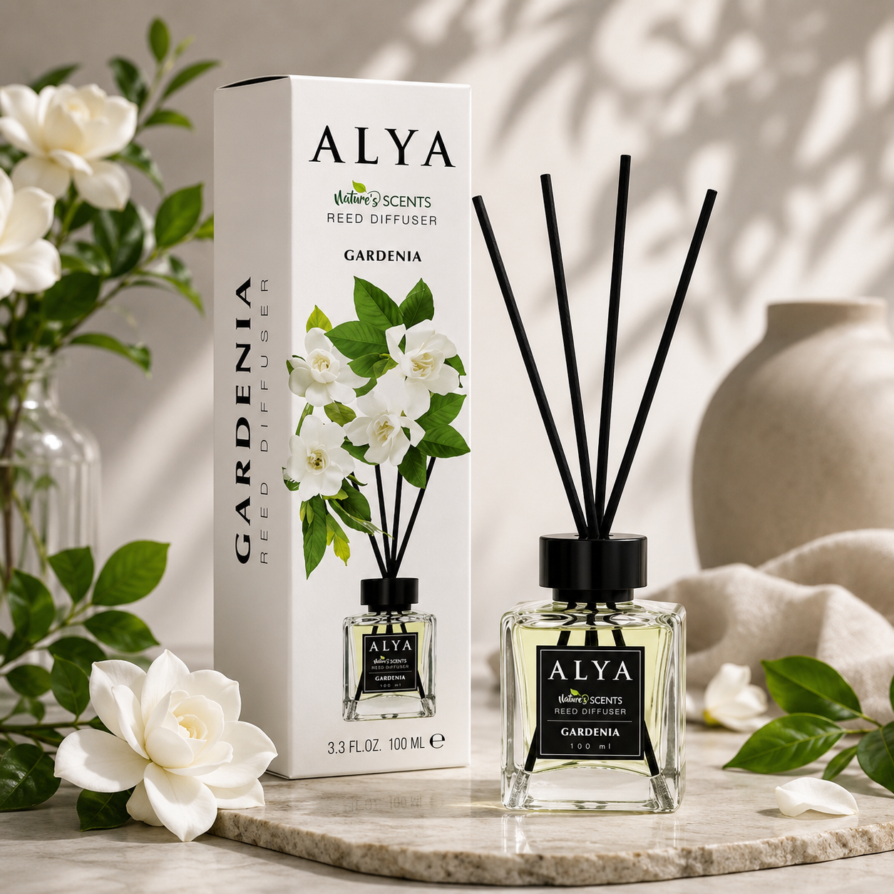 Alya Nature’s Scents pálcás diffúzor – Gardenia, 100 ml