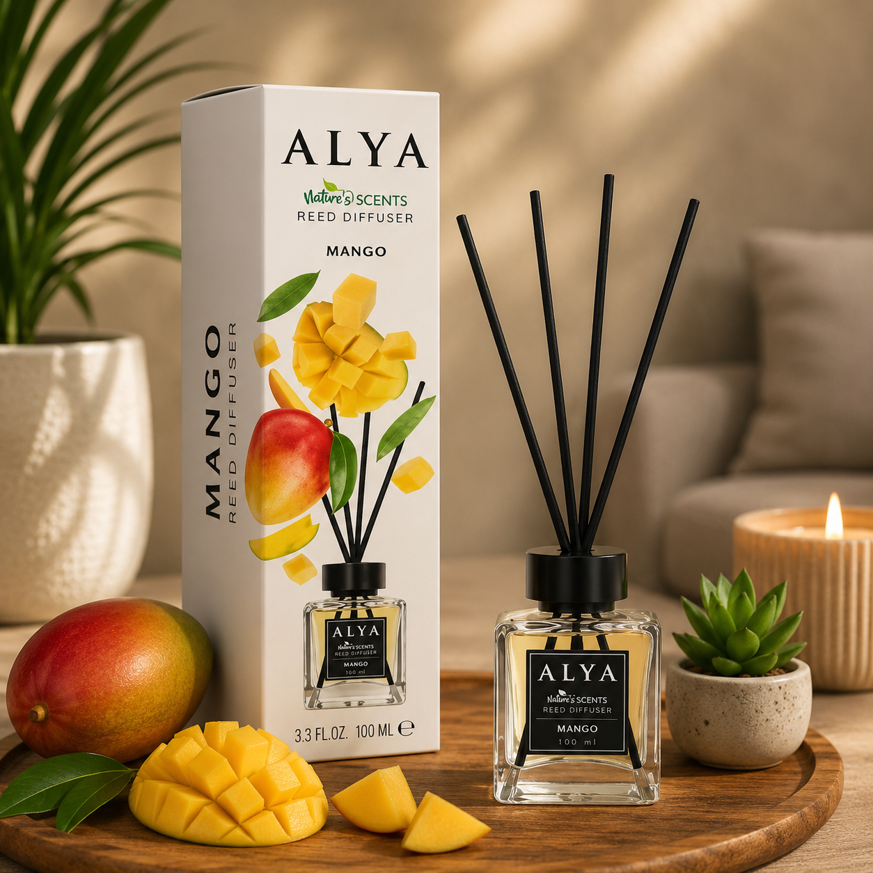 Alya Nature’s Scents pálcás diffúzor – Mangó, 100 ml