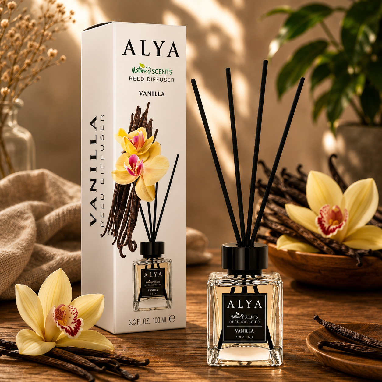 Alya Nature’s Scents pálcás diffúzor – Vanilla, 100 ml